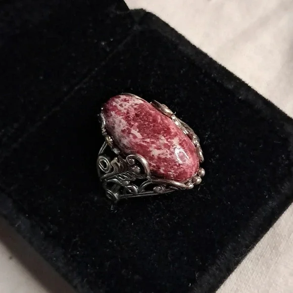 Norwegian Thulite Ring in Sterling Silver. - Picture 3 of 10